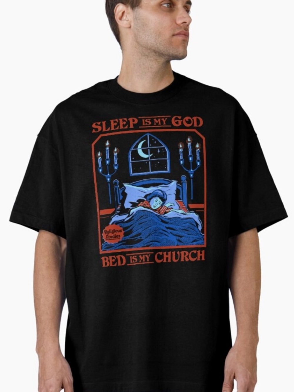 Steven Rhodes - Black Graphic Tee - Sleep Is My God / Bed Is My Church